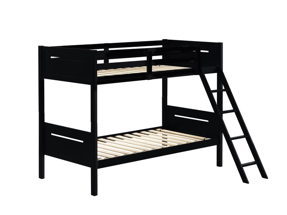 Littleton Twin Over Twin Bunk Bed Black Half Price Furniture