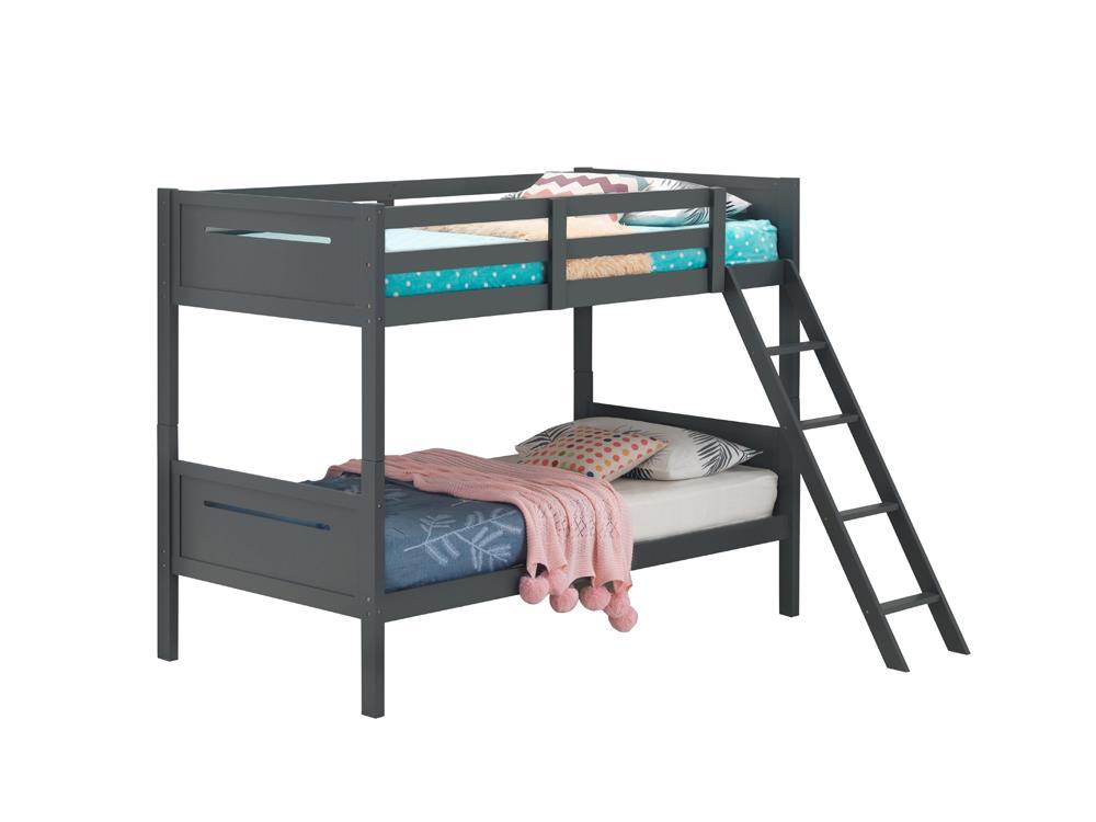 Littleton Twin Over Twin Bunk Bed Grey  Las Vegas Furniture Stores