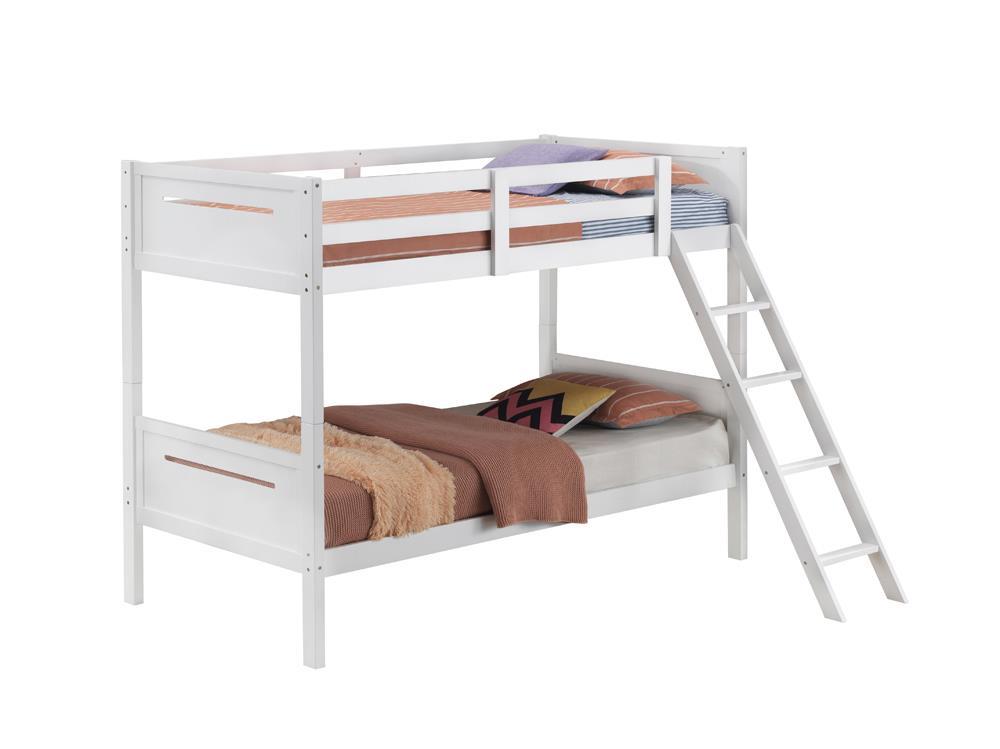 Littleton Twin Over Twin Bunk Bed White  Las Vegas Furniture Stores