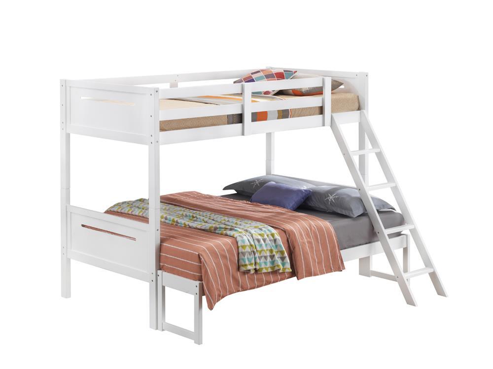 Littleton Twin Over Full Bunk Bed White - Half Price Furniture