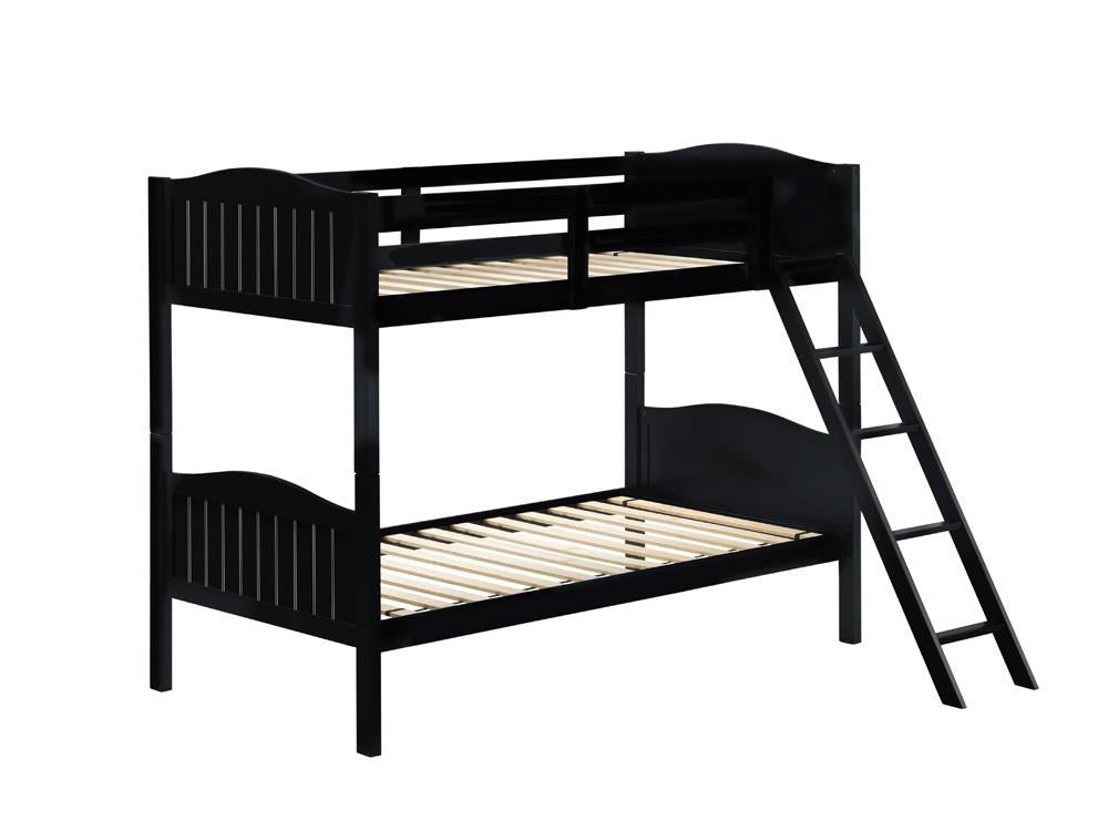 Arlo Twin Over Twin Bunk Bed with Ladder Black - Bunk Bed - Half Price Furniture