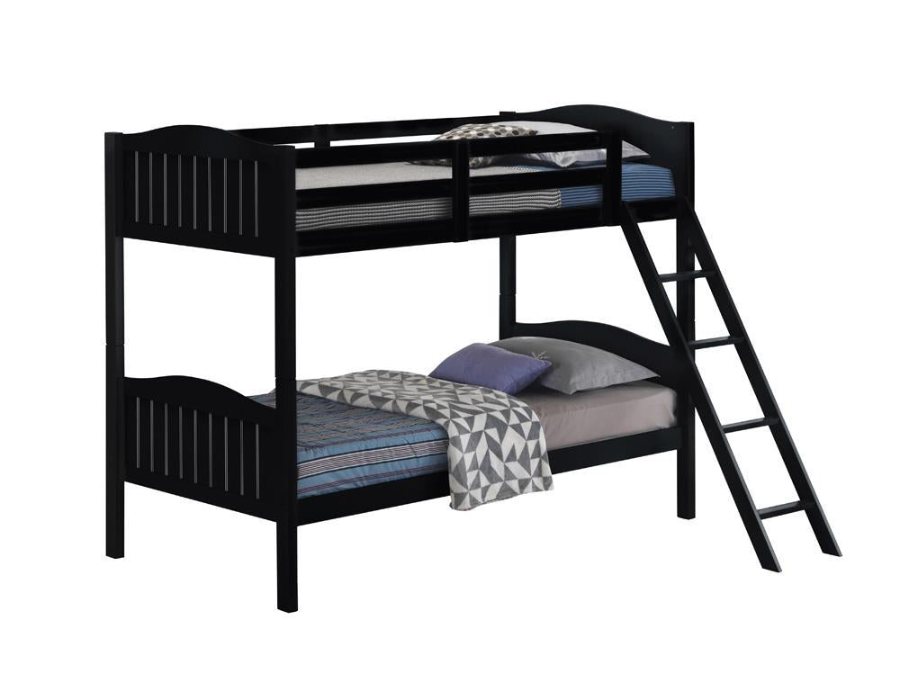 Arlo Twin Over Twin Bunk Bed with Ladder Black - Half Price Furniture