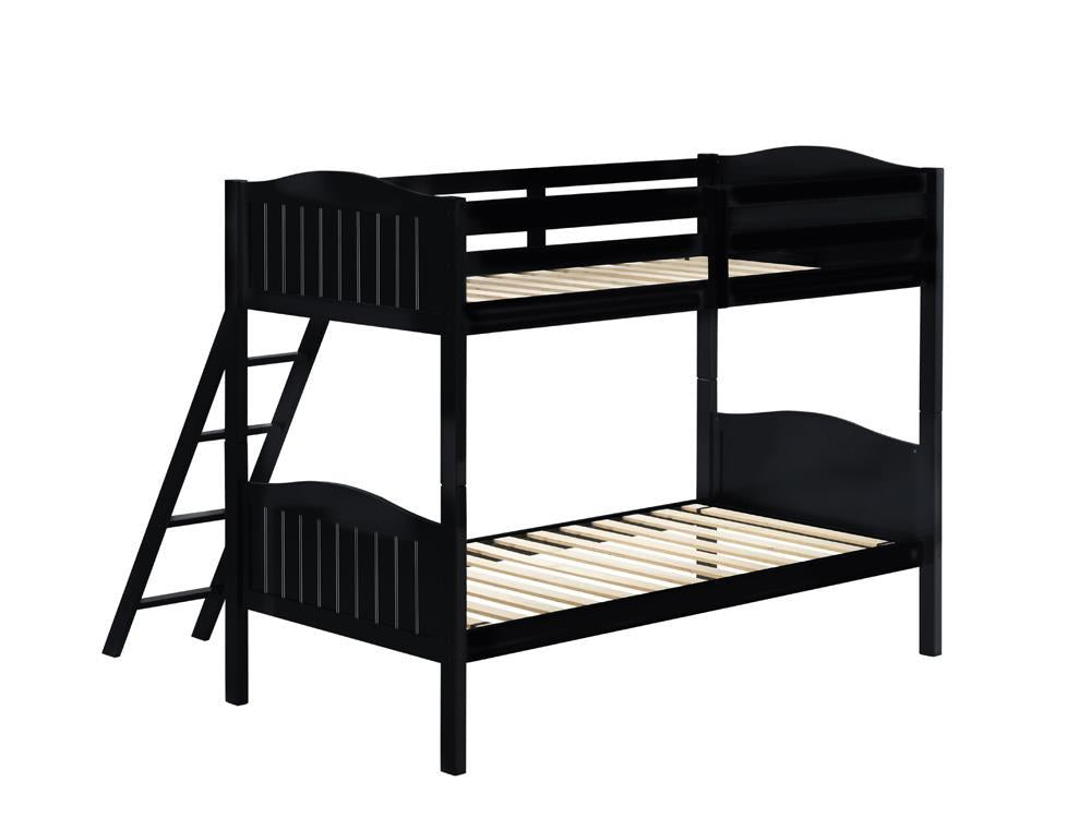 Arlo Twin Over Twin Bunk Bed with Ladder Black - Bunk Bed - Half Price Furniture