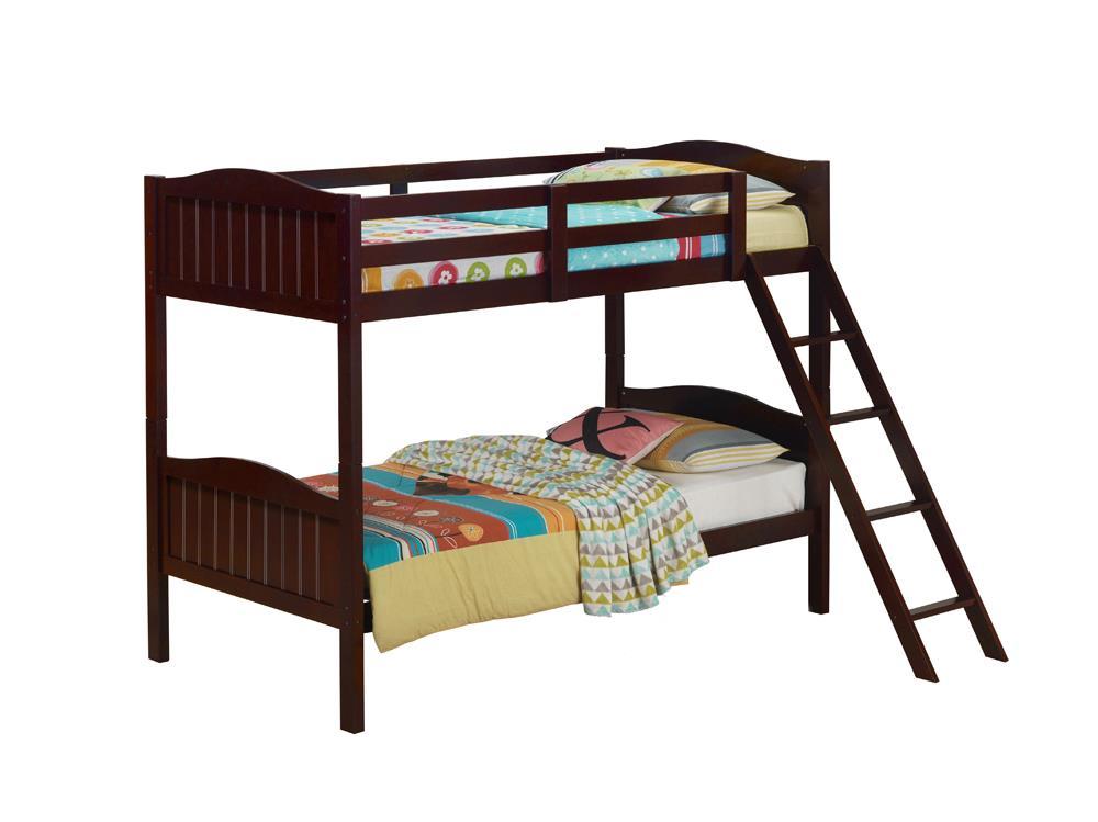 Arlo Twin Over Twin Bunk Bed with Ladder Espresso  Las Vegas Furniture Stores