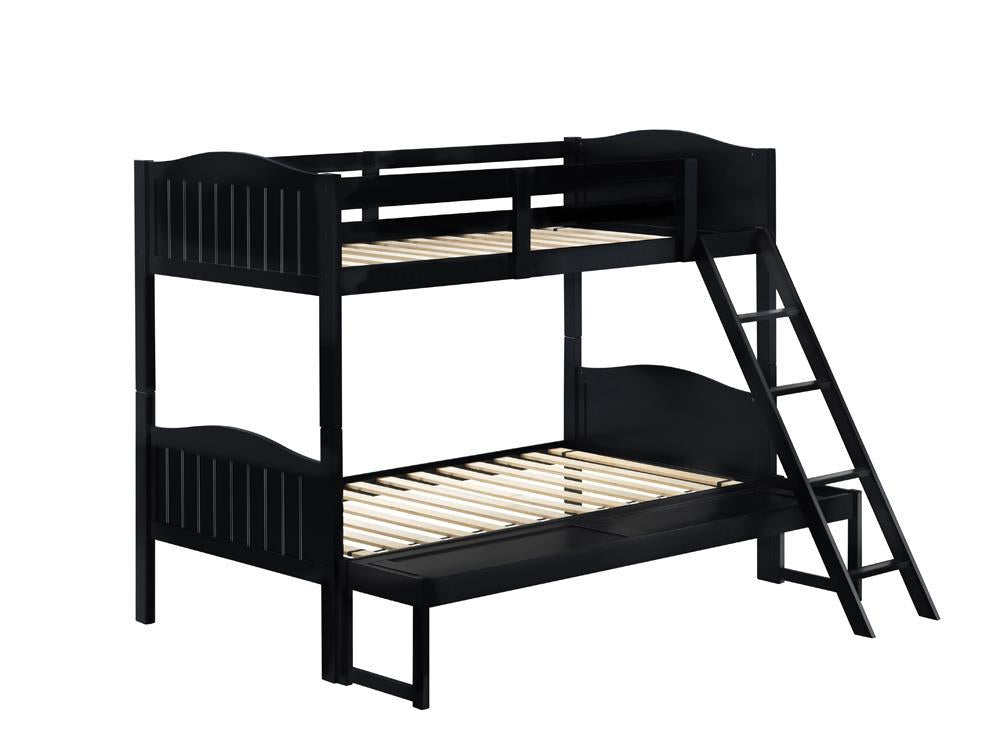 Arlo Twin Over Full Bunk Bed with Ladder Black Half Price Furniture