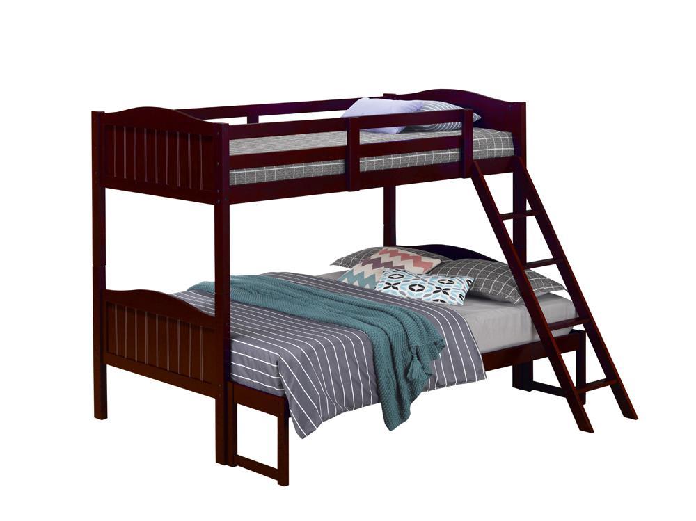 Arlo Twin Over Full Bunk Bed with Ladder Espresso Half Price Furniture
