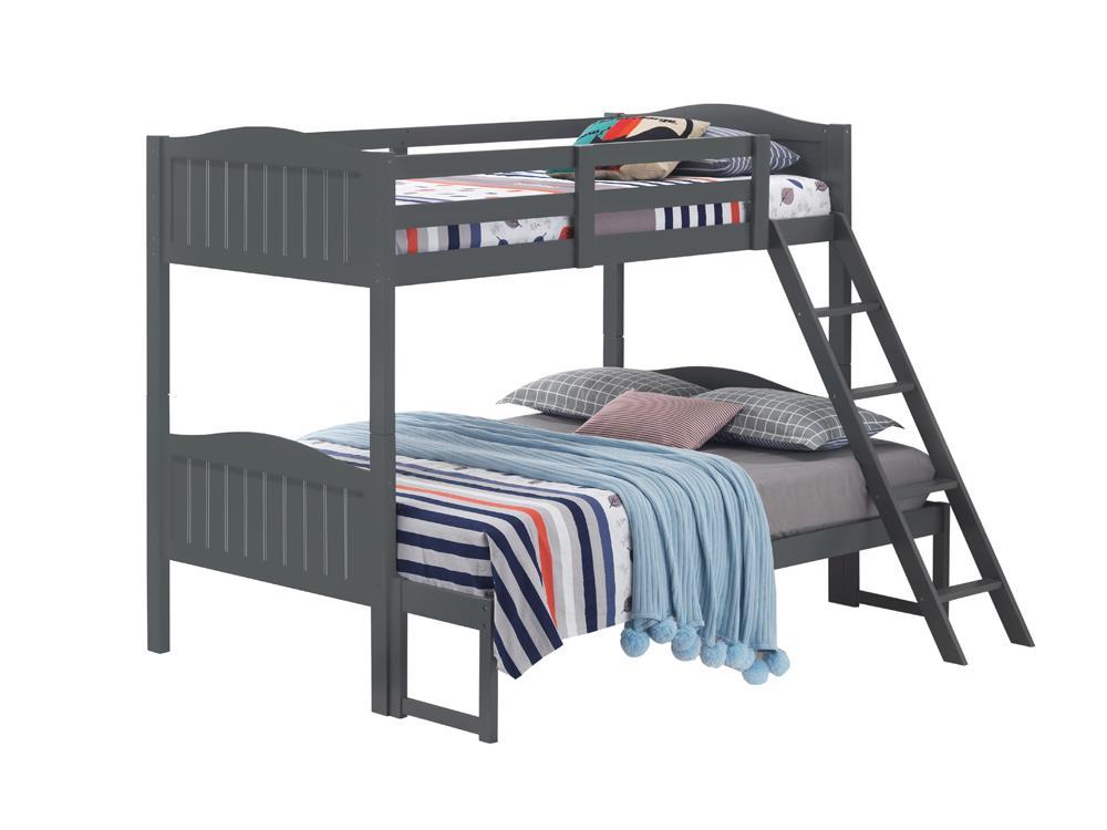 Arlo Twin Over Full Bunk Bed with Ladder Grey - Bunk Bed - Half Price Furniture