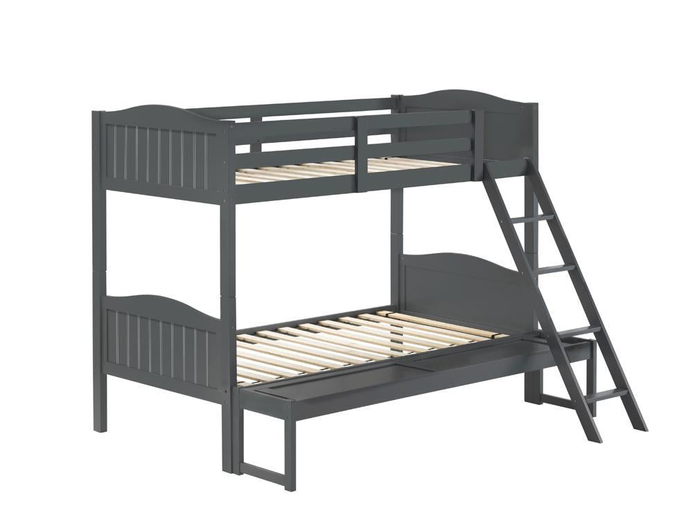 Arlo Twin Over Full Bunk Bed with Ladder Grey - Bunk Bed - Half Price Furniture