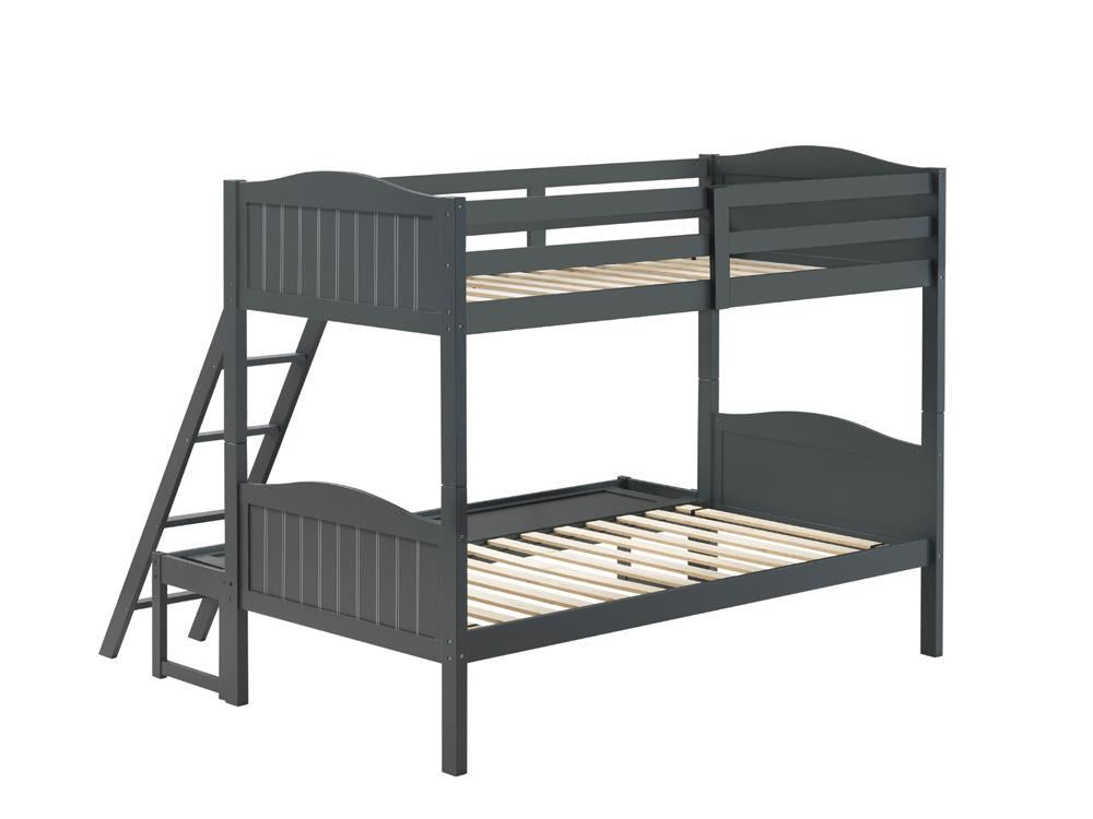 Arlo Twin Over Full Bunk Bed with Ladder Grey - Bunk Bed - Half Price Furniture