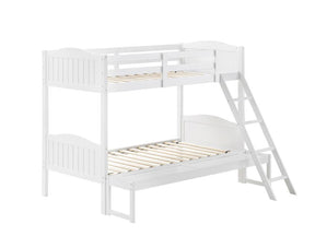 Arlo Twin Over Full Bunk Bed with Ladder White Arlo Twin Over Full Bunk Bed with Ladder White Half Price Furniture