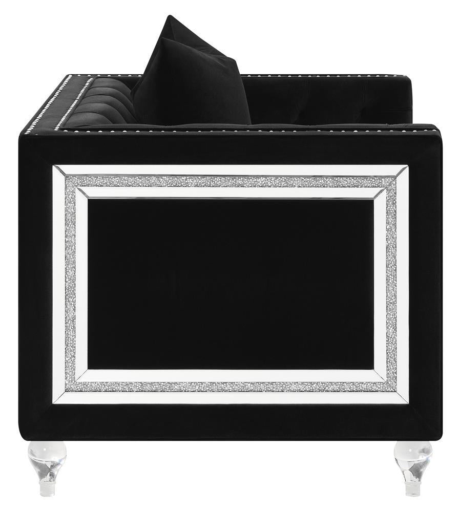 Delilah Upholstered Tufted Tuxedo Arm Chair Black - Half Price Furniture