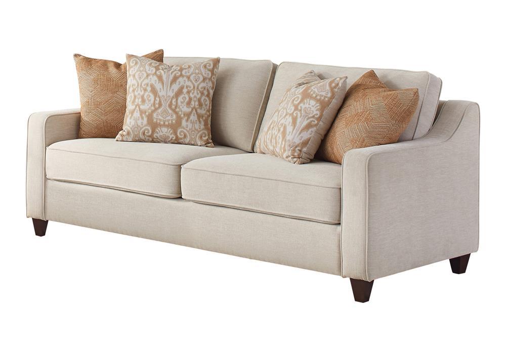 Christine Upholstered Cushion Back Sofa Beige - Sofa - Half Price Furniture