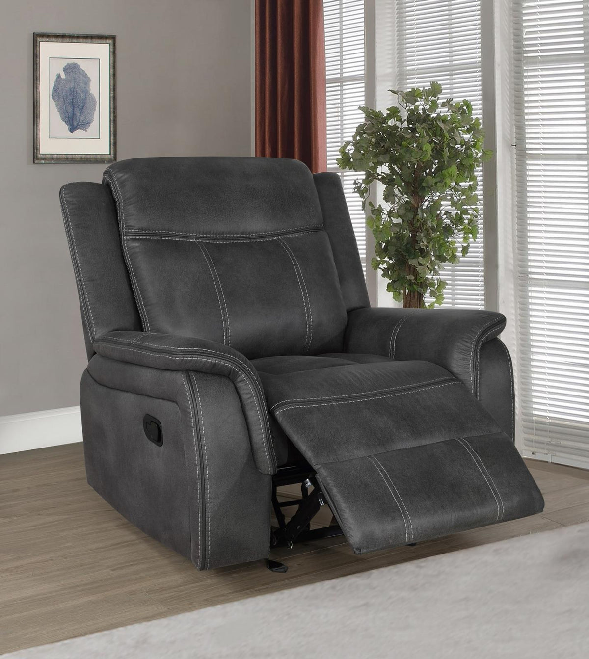 Lawrence Upholstered Tufted Back Glider Recliner - Recliner - Half Price Furniture