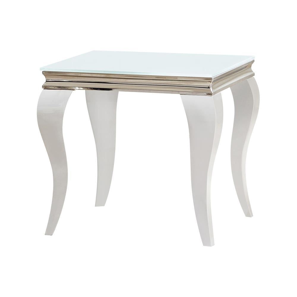 Luna Square End Table White and Chrome - Half Price Furniture