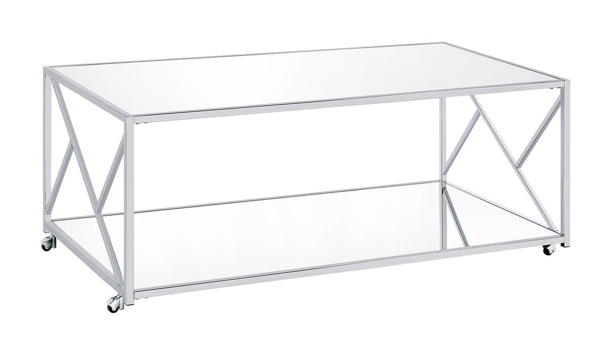 Provins 3-piece Occasional Table Set Clear Mirror and Chrome Half Price Furniture