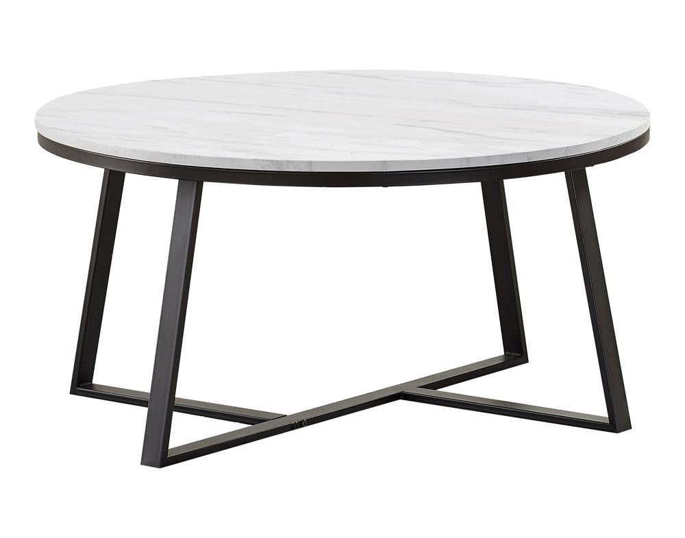 Hugo Round Coffee Table White and Matte Black - Coffee Table - Half Price Furniture