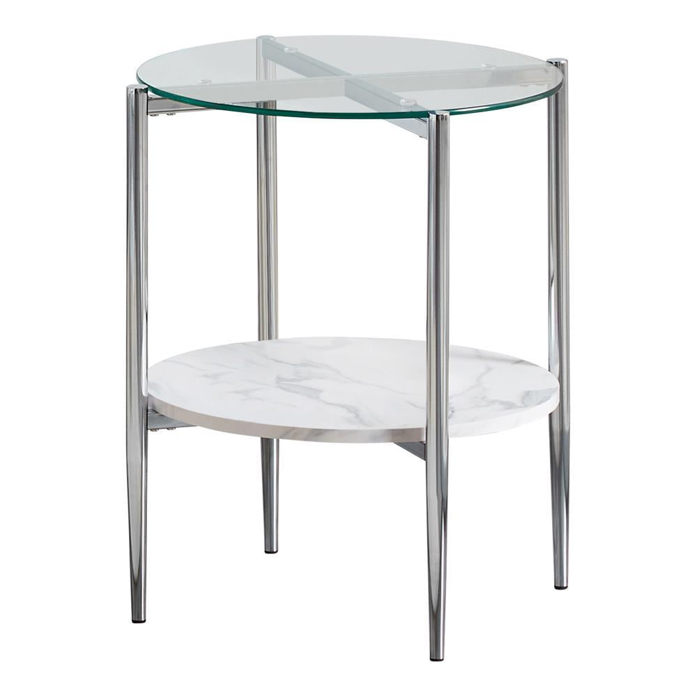 Cadee Round Glass Top End Table Clear and Chrome - Half Price Furniture