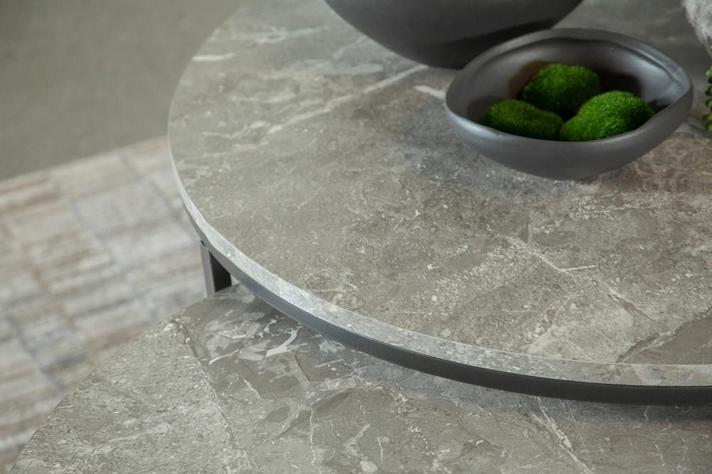 Lainey Round 2-piece Nesting Coffee Table Grey and Gunmetal - Table Set - Half Price Furniture