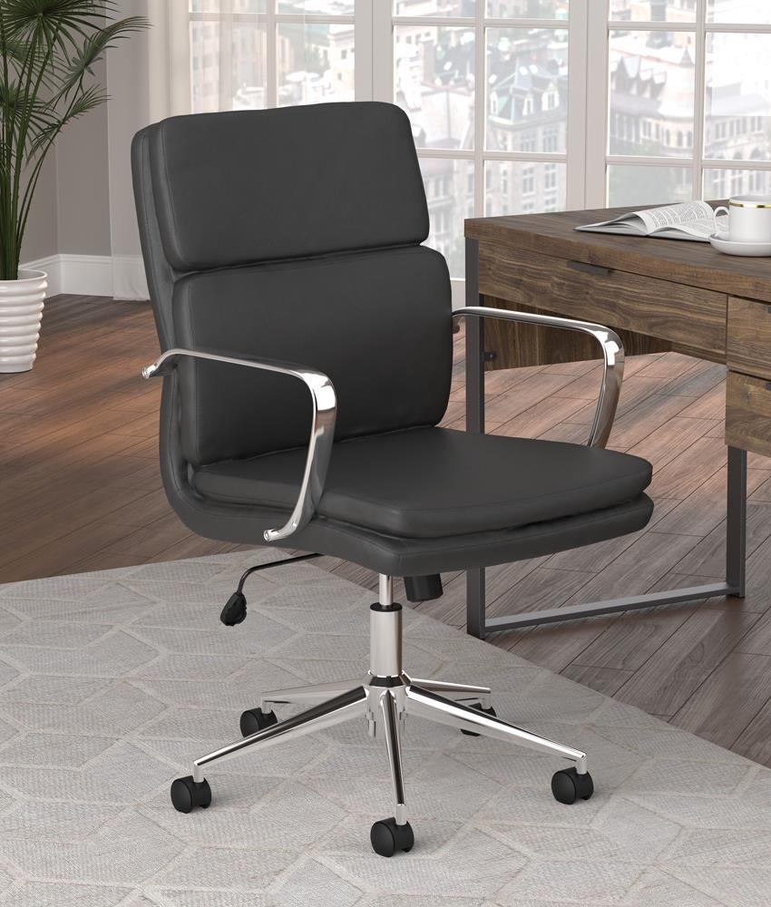 Ximena Standard Back Upholstered Office Chair Black - Office Chair - Half Price Furniture