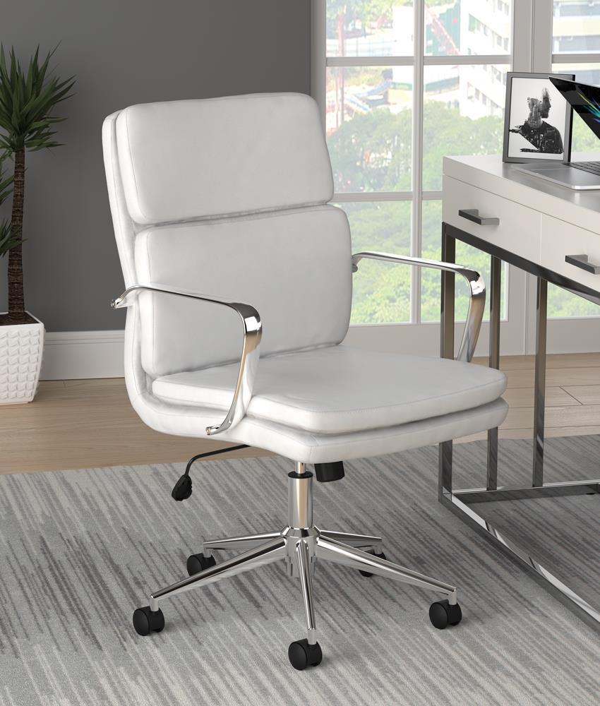 Ximena Standard Back Upholstered Office Chair White - Office Chair - Half Price Furniture