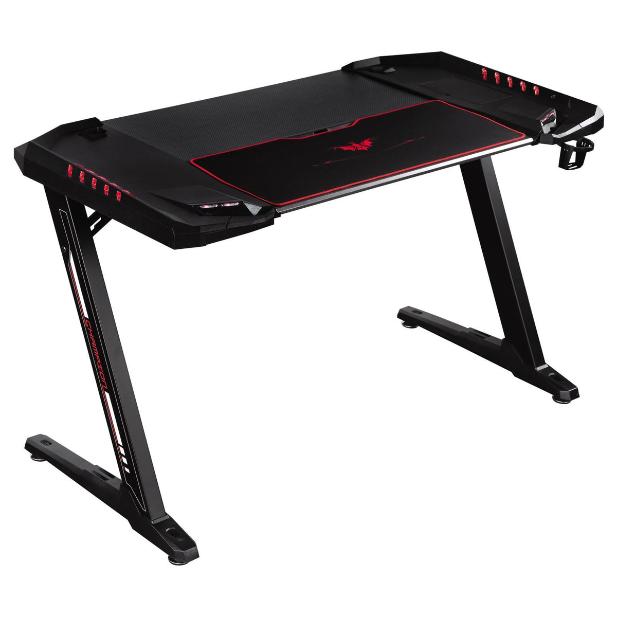 Ardsley Z-framed Gaming Desk with LED Lighting Black - Half Price Furniture