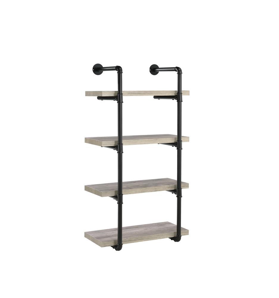 Elmcrest 24-inch Wall Shelf Black and Grey Driftwood - Wall Shelf - Half Price Furniture