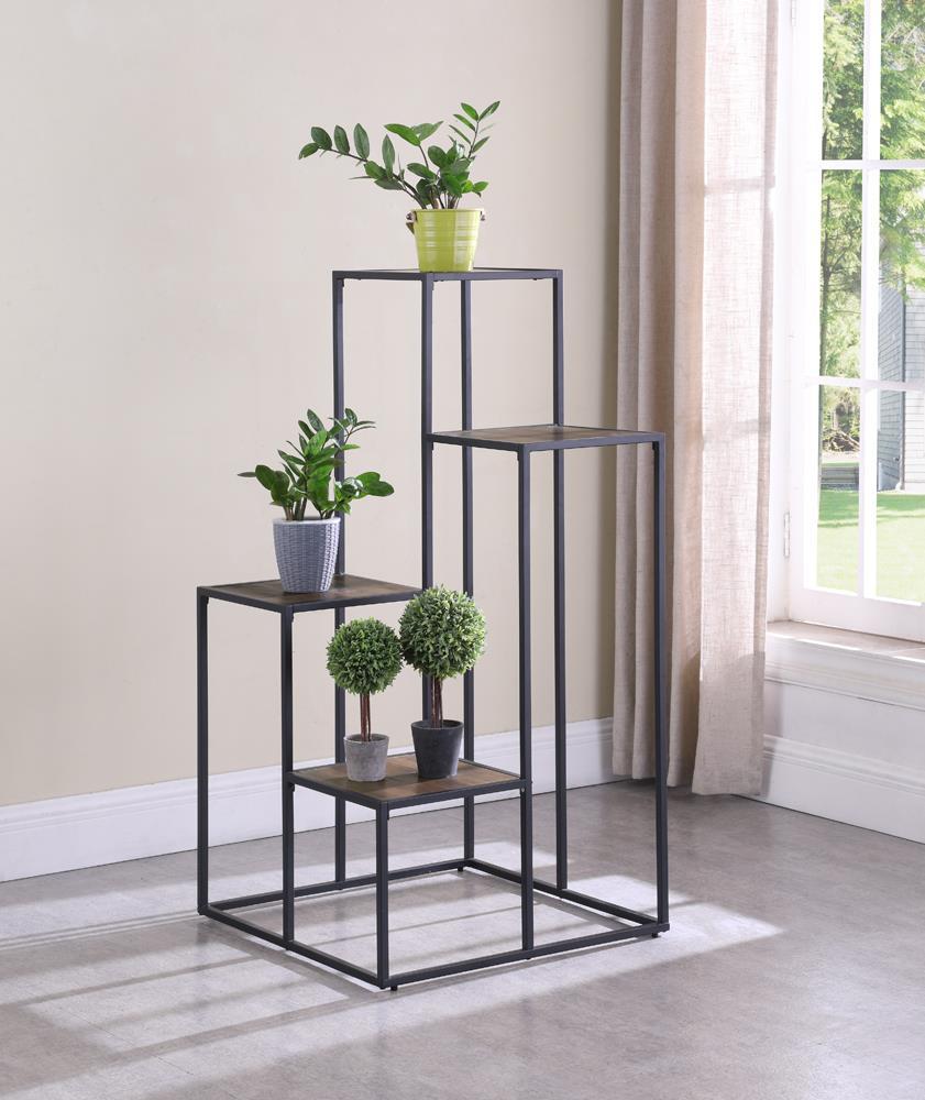 Rito 4-tier Display Shelf Rustic Brown and Black - Half Price Furniture