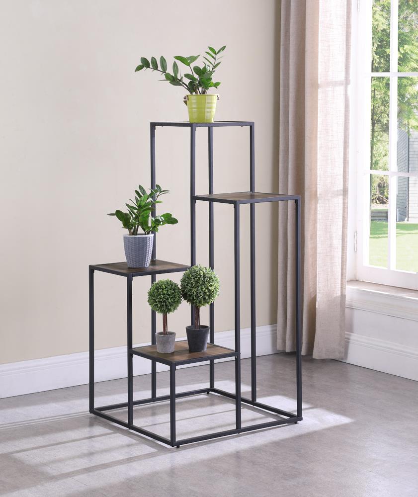 Rito 4-tier Display Shelf Rustic Brown and Black - Display Shelf - Half Price Furniture