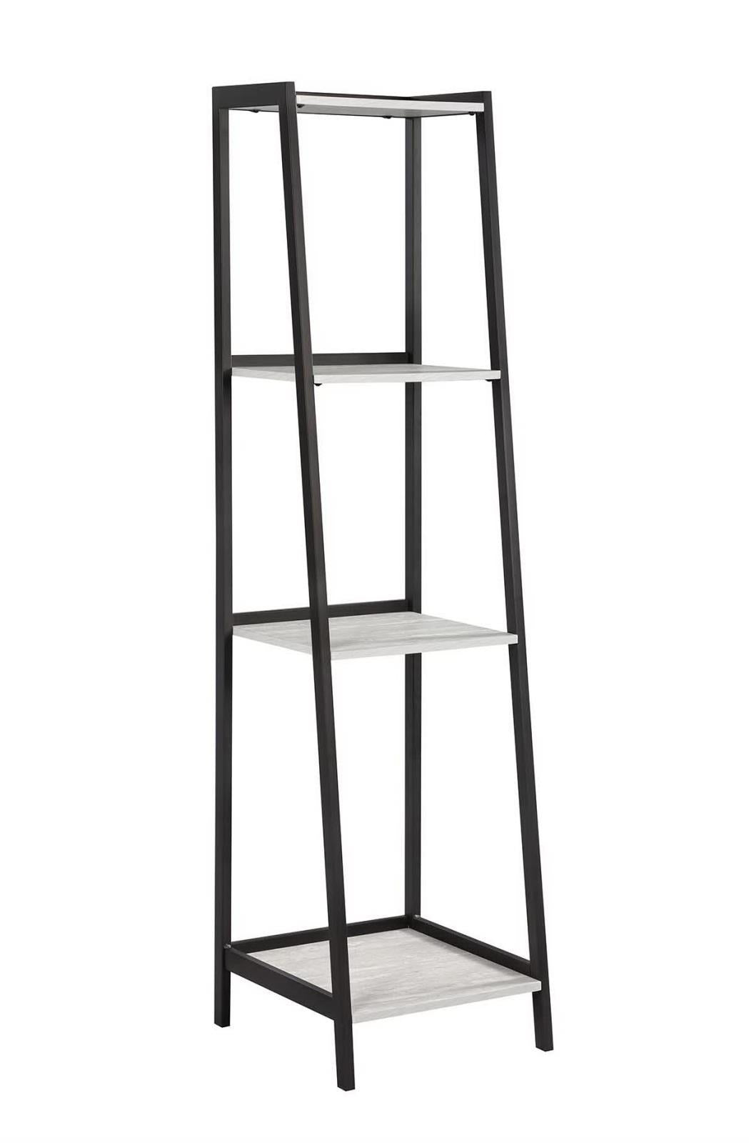 Pinckard 4-shelf Ladder Bookcase Grey Stone and Black - Bookcase - Half Price Furniture