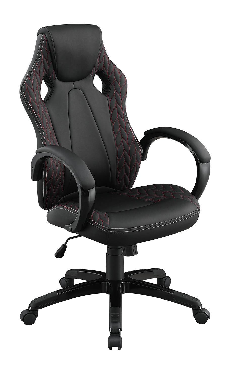 Carlos Arched Armrest Upholstered Office Chair Black - Office Chair - Half Price Furniture