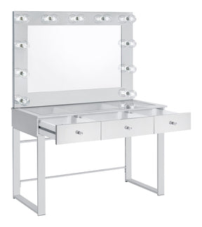 Umbridge 3-drawer Vanity with Lighting Chrome and White - Half Price Furniture