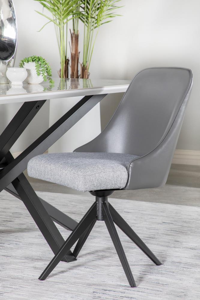 Paulita Upholstered Swivel Side Chairs (Set of 2) Grey and Gunmetal - Dining Chair - Half Price Furniture