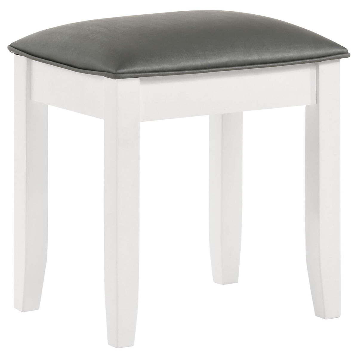Felicity Upholstered Vanity Stool Metallic and Glossy White  Las Vegas Furniture Stores