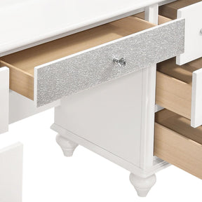 Barzini 7-drawer Vanity Desk with Lighted Mirror White - Half Price Furniture