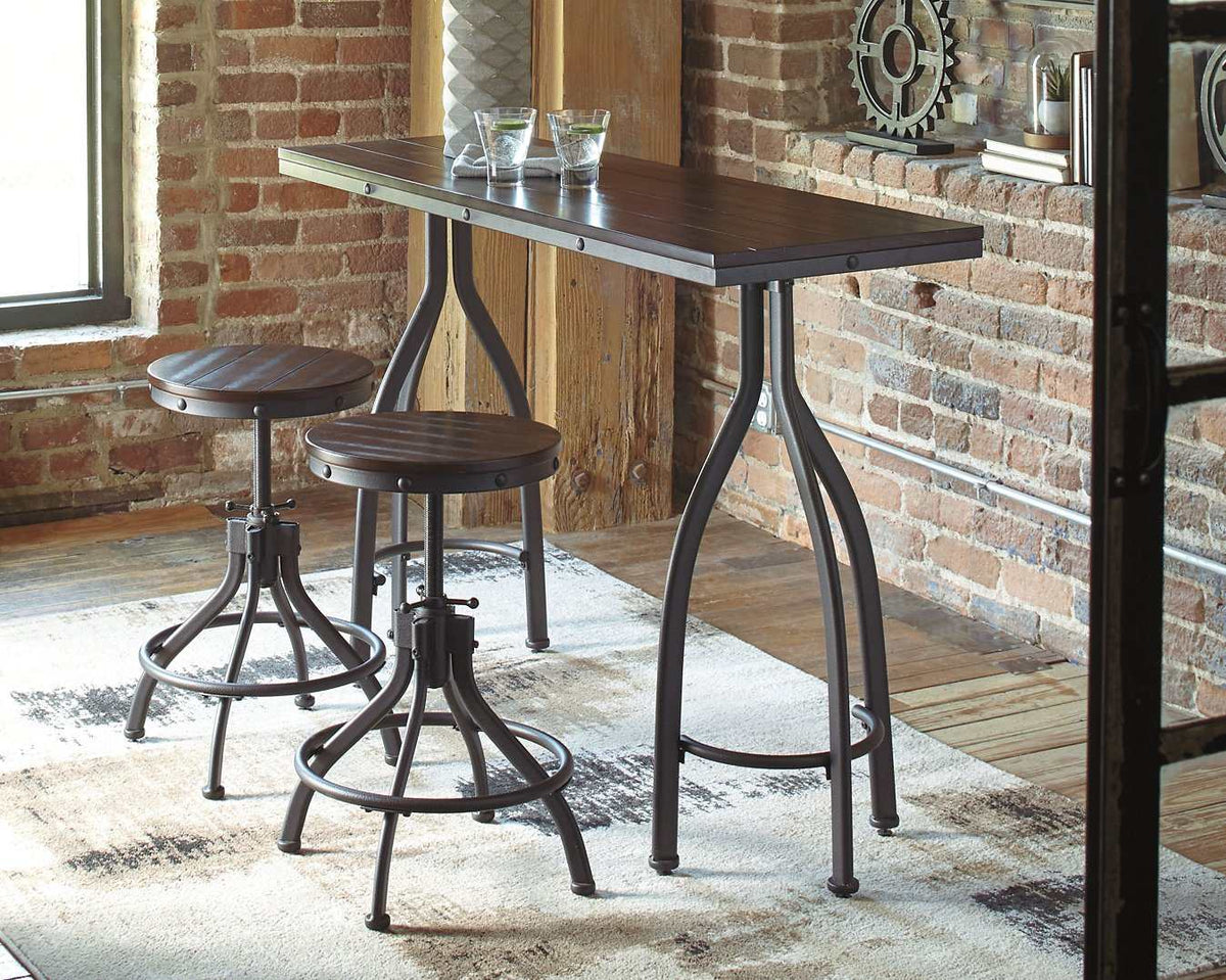 Odium Counter Height Dining Table and Bar Stools (Set of 3) Half Price Furniture