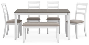 Stonehollow Dining Table and Chairs with Bench (Set of 6) - Half Price Furniture