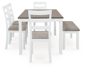 Stonehollow Dining Table and Chairs with Bench (Set of 6) - Half Price Furniture