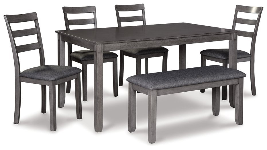 Bridson Dining Table and Chairs with Bench (Set of 6)  Las Vegas Furniture Stores