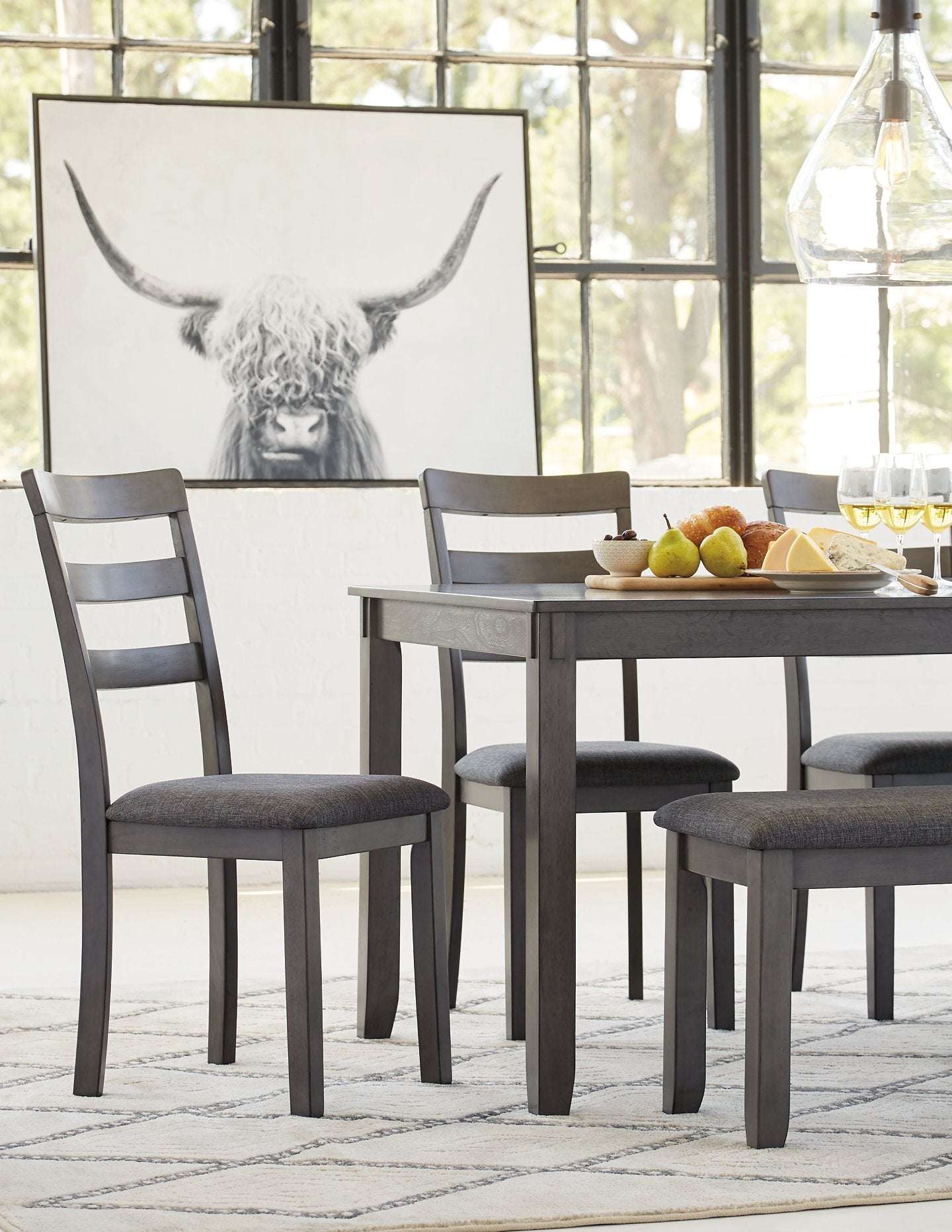 Bridson Dining Table and Chairs with Bench (Set of 6) Half Price Furniture