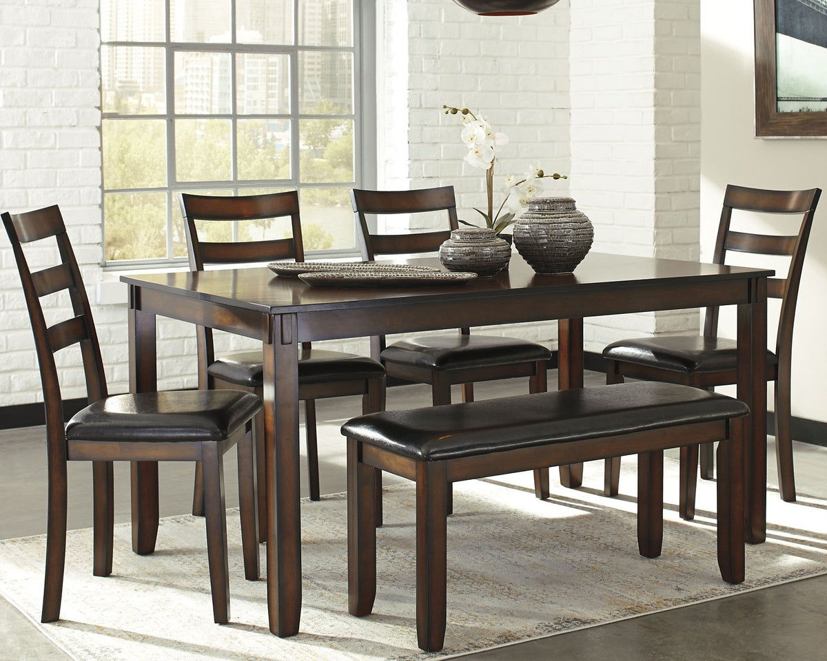 Coviar Dining Table and Chairs with Bench (Set of 6)  Half Price Furniture