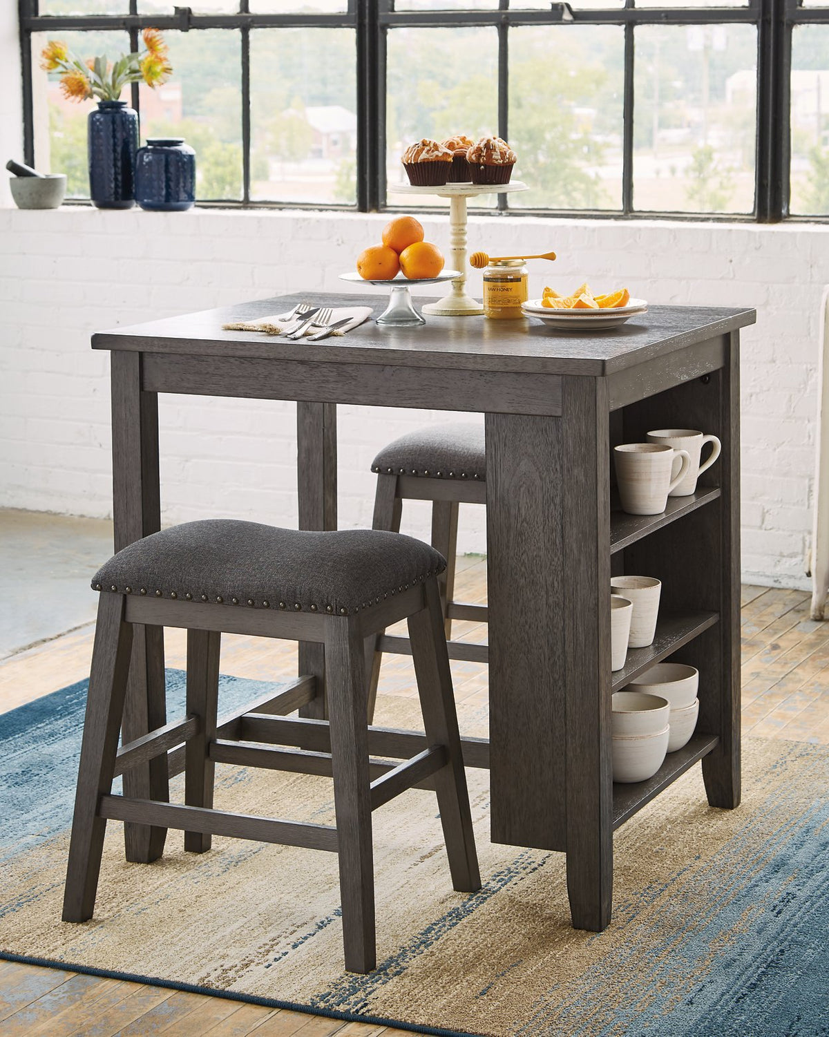 Caitbrook Counter Height Dining Table and Bar Stools (Set of 3) - Counter Height Table - Half Price Furniture