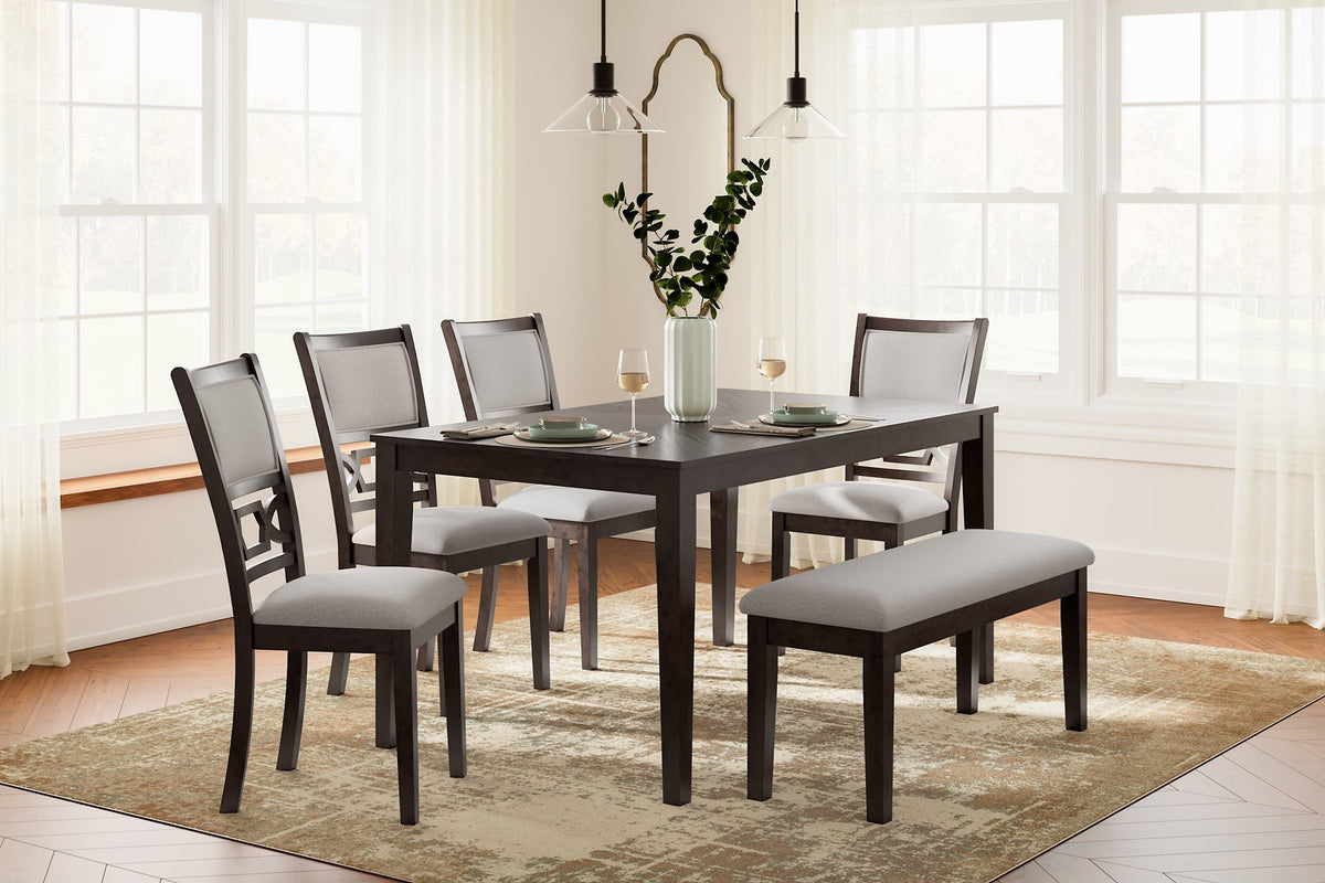 Langwest Dining Table and 4 Chairs and Bench (Set of 6) - Half Price Furniture