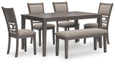 Wrenning Dining Table and 4 Chairs and Bench (Set of 6)  Las Vegas Furniture Stores
