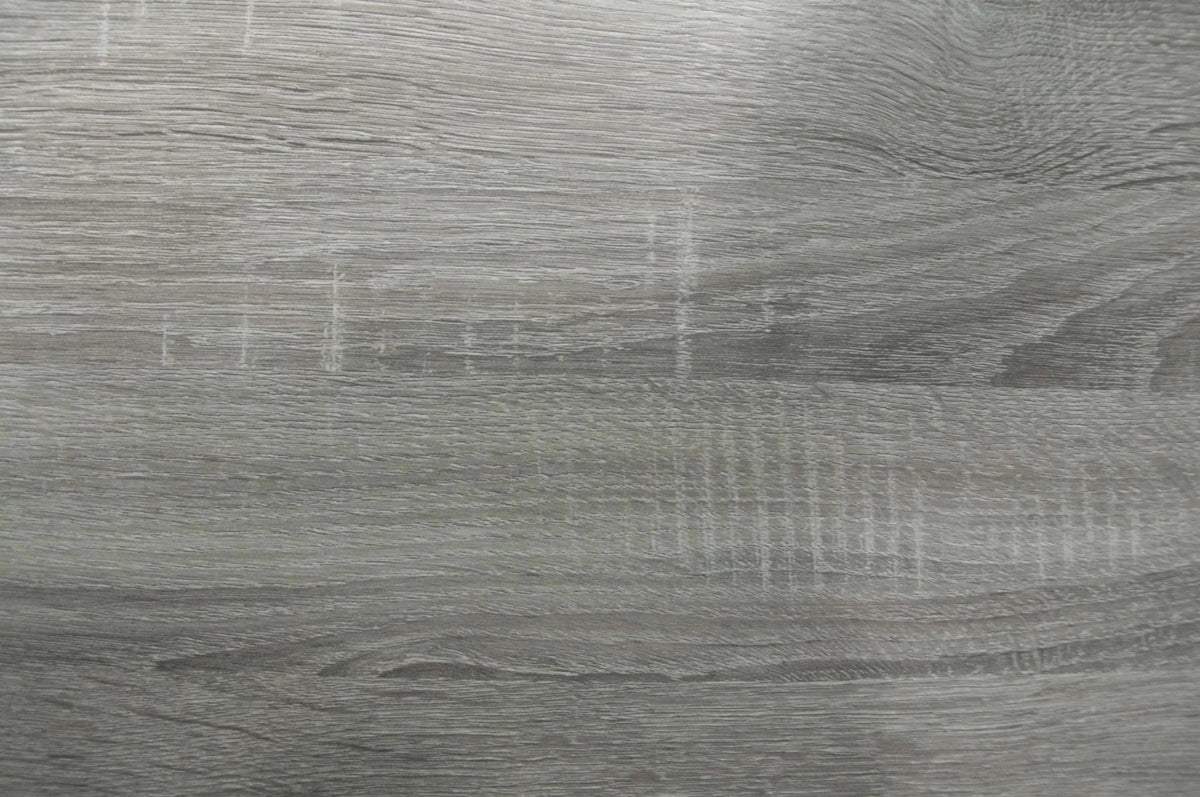 Close-up of light grey oak wood grain finish