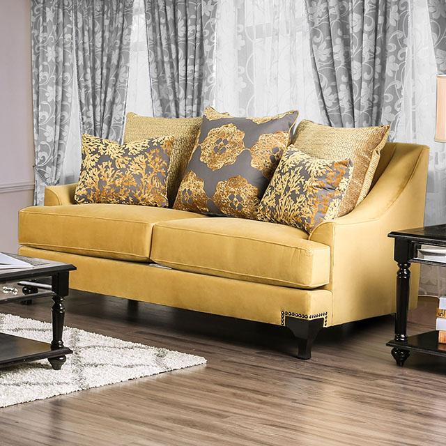 Viscontti Gold/Gray Love Seat, Gold Viscontti Gold/Gray Love Seat, Gold Half Price Furniture