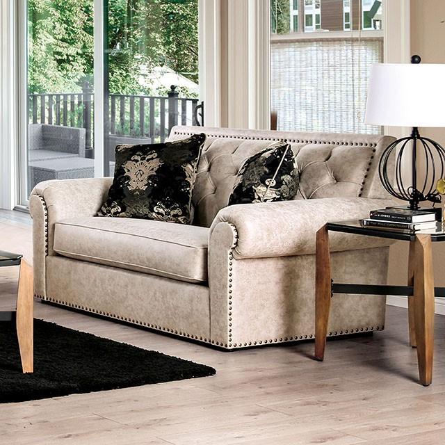Parshall Beige W/ Gold Highlights Love Seat Parshall Beige W/ Gold Highlights Love Seat Half Price Furniture