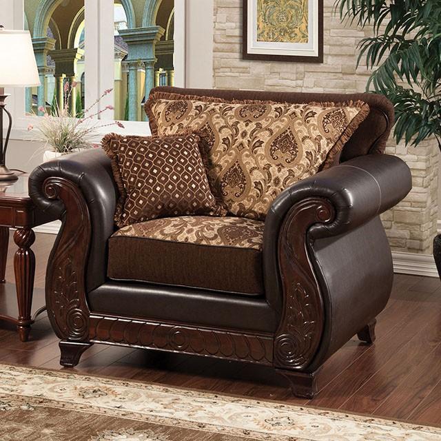 Franklin Dark Brown/Tan Chair With Pu In Brown  Las Vegas Furniture Stores