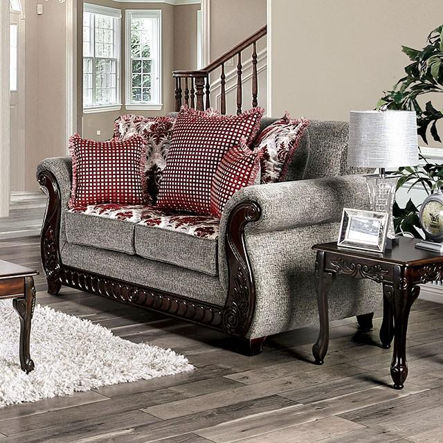 Whitland Light Gray/Red Love Seat Whitland Light Gray/Red Love Seat Half Price Furniture