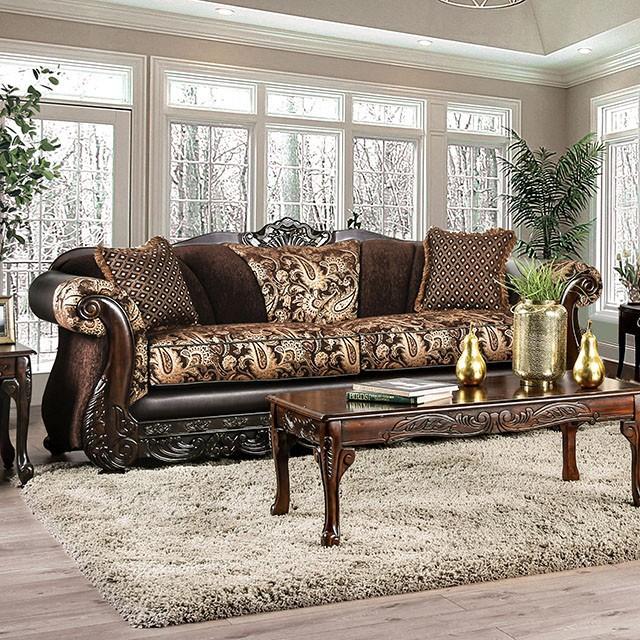 Newdale Brown/Gold Sofa  Las Vegas Furniture Stores