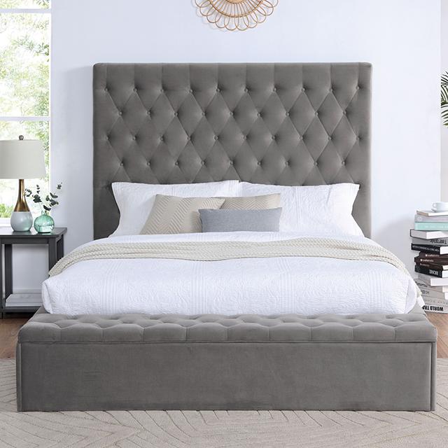ATHENELLE Cal.King Bed, Gray ATHENELLE Cal.King Bed, Gray Half Price Furniture